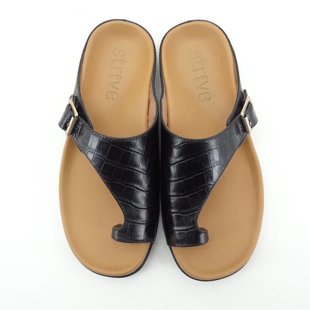 Black Comfort Sandals with Woven Straps